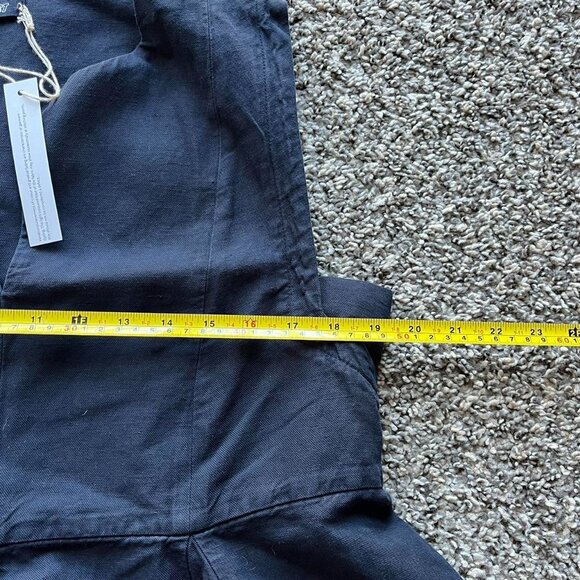 NWT Navy Blue Toast Cotton Linen Dress, Womens 12 Ruffled Dress - Picture 5 of 7